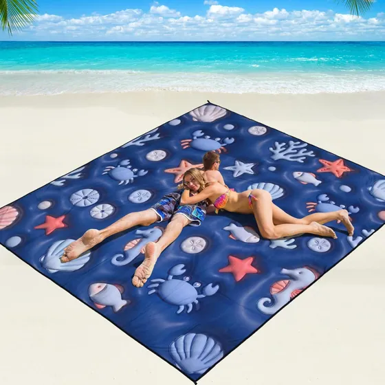 Deep Blue Sea Life Beach Blanket